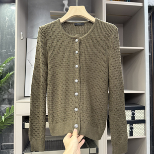 通勤百搭 H1975 羊毛圆领长袖 女 针织开衫 气质款