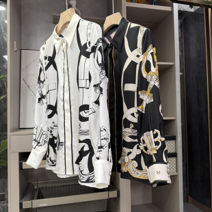 260125001 展会订单 上衣女 衬衫 环扣定位印花真丝斜纹绸长袖