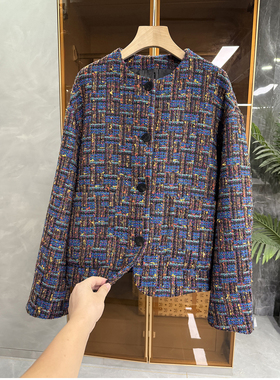 法柜！自带高ji感！宽松粗花呢圆领香风外套女    730922~ME