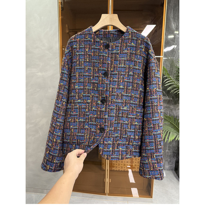 法柜！宽松粗花呢圆领香风外套