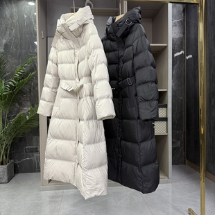 莼尾意柜!锁暖中长款连帽白鸭绒羽绒服大衣外套女 AS12336~ZY