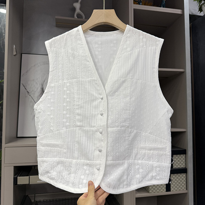 0品质N货！刺绣棉V领拼接马甲