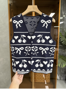 清仓不予退换！神器！提花针织开衫V领马甲女C2770~ME