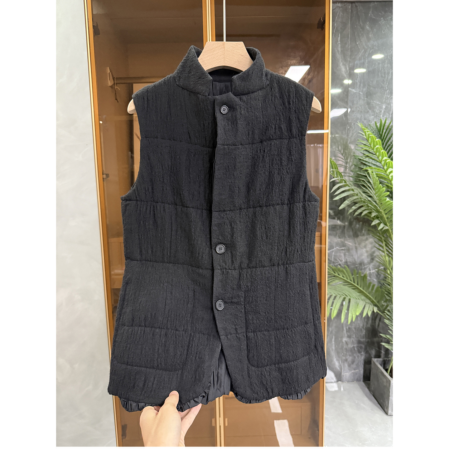 yuan单！两面穿压褶羊毛马甲