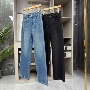 高个子收!秋冬瘦腿秘籍!加绒中高腰牛仔直筒裤女 67913~ZY
