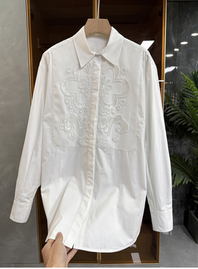 小众设计款！重工浮雕钉珠刺绣宽松棉衬衫上衣女   AE0447~JS