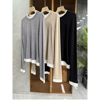 假两件莱赛尔羊毛圆领针织T恤