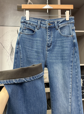 闭眼shou！实力工厂！修身微弹加绒牛仔喇叭裤女   NZKDDP01~ZY