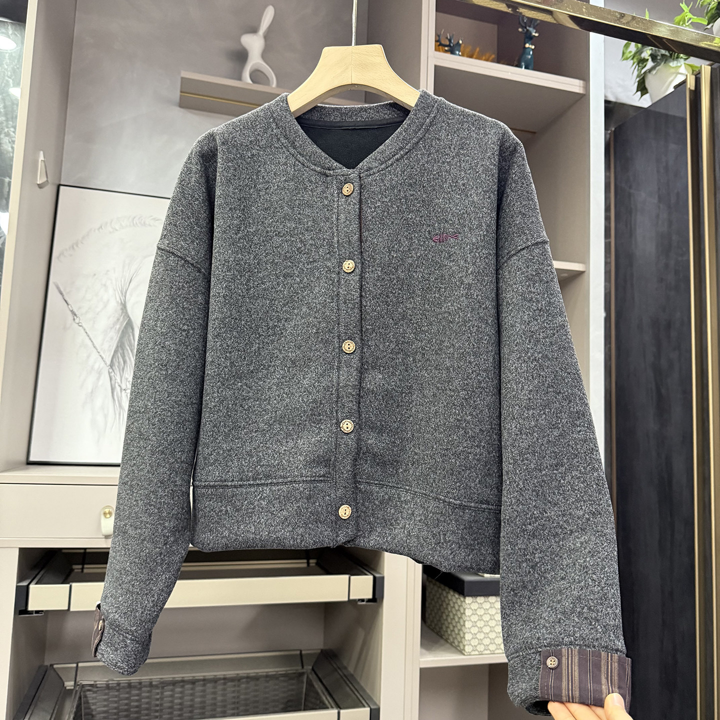 N货！宽松加绒休闲棒球服短外套