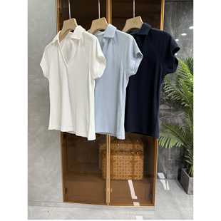 棉T恤短上衣女 N货 随便穿穿都好看 V领短袖 ZH25SY8060
