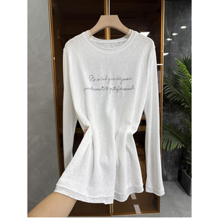 老友入！口碑工厂出！宽松竹节棉圆领长袖T恤女    M02476~JS