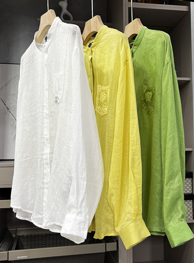清仓不予退换！谁美！拼接蕾丝露背宽松苎麻衬衫上衣女  26237~ZY