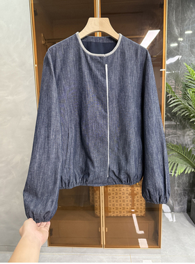 时髦精人手一件！宽松汉麻牛仔夹克圆领外套女     25194~ME
