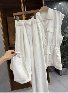清仓不予退换！天丝亚麻无袖上衣+长腿套装女     AC05131~JS