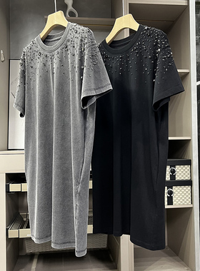 清仓不予退换！工厂品质！订钻圆领短袖棉T恤连衣裙50190~ZY