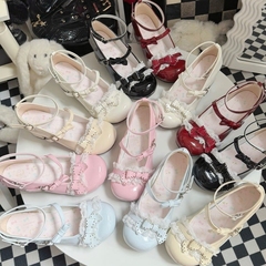 现货（甜心蕾蕾）木马原创Lolita圆头lo鞋优雅蝴蝶结中跟单鞋