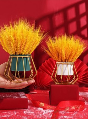 网红拍照摆件大麦花束金开业装饰