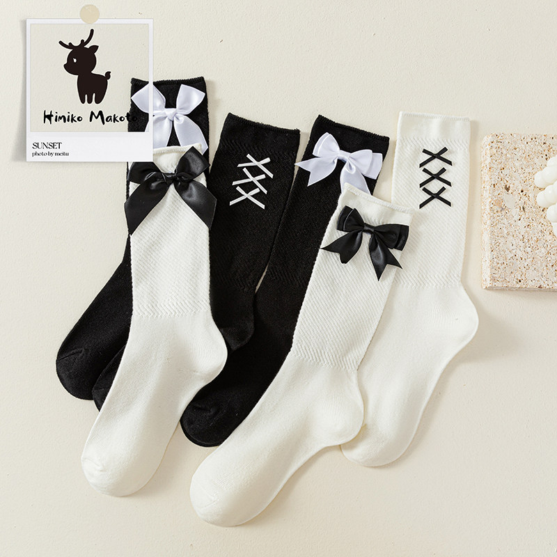 春夏ins网红蝴蝶结袜套中筒袜日系韩版纯色堆堆袜子女JK洛丽塔长,女士内衣/男士内衣/家居服,长筒袜,淘宝优惠券,粉丝福利购,淘宝优惠卷