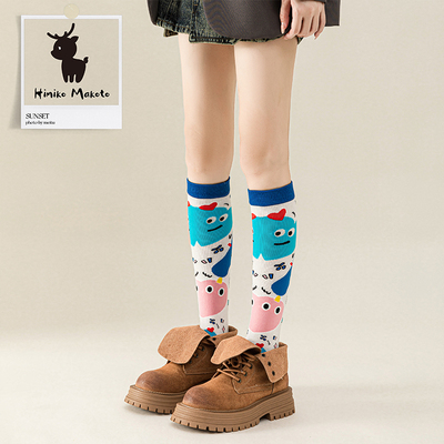 抗起球ins网红小腿字母潮韩版高筒袜街头日系学院风长袜子女秋冬