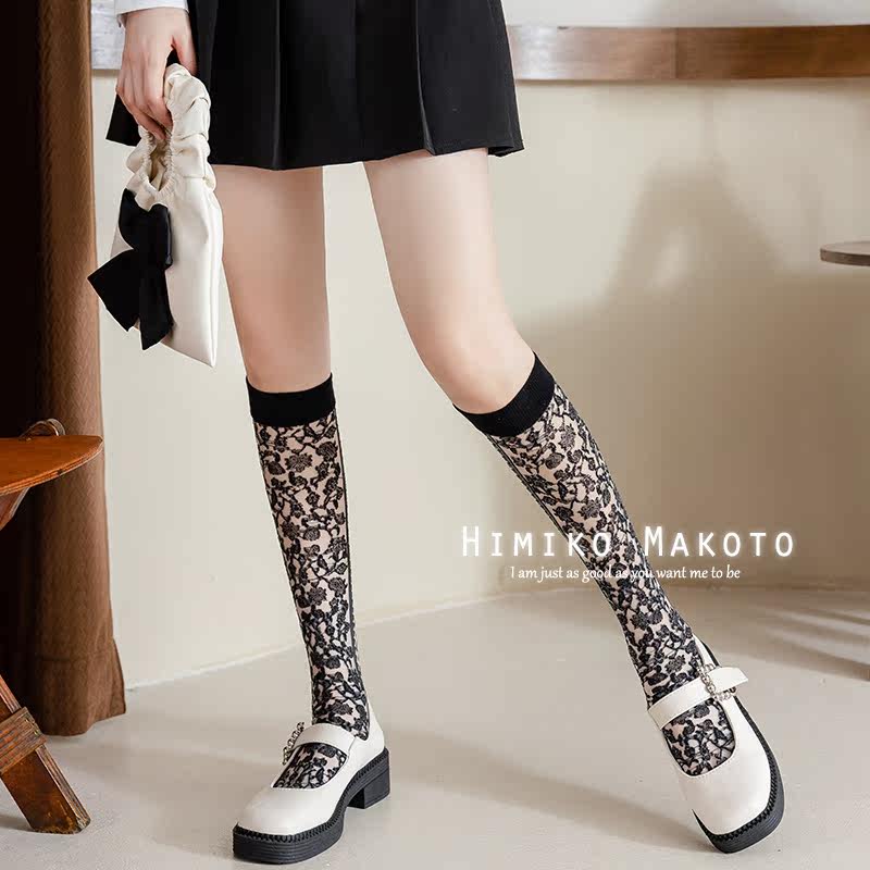 ins春夏网眼玻璃丝小腿袜日系卡通圆点及膝袜长筒袜子女高筒薄款,女士内衣/男士内衣/家居服,长筒袜,淘宝优惠券,粉丝福利购,淘宝优惠卷