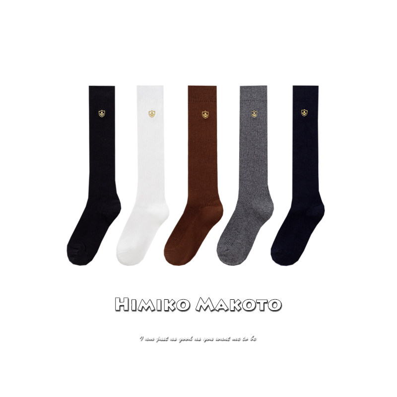 ins刺绣精梳棉小腿袜韩版长筒双针竖条学院风日系及膝袜袜子女高,女士内衣/男士内衣/家居服,长筒袜,淘宝优惠券,粉丝福利购,淘宝优惠卷