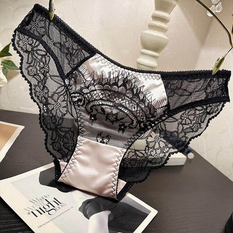 轻奢时尚睫毛蕾丝内裤女士性感中低腰透明诱惑三角裤纯棉裆底裤,女士内衣/男士内衣/家居服,女三角裤,淘宝优惠券,粉丝福利购,淘宝优惠卷