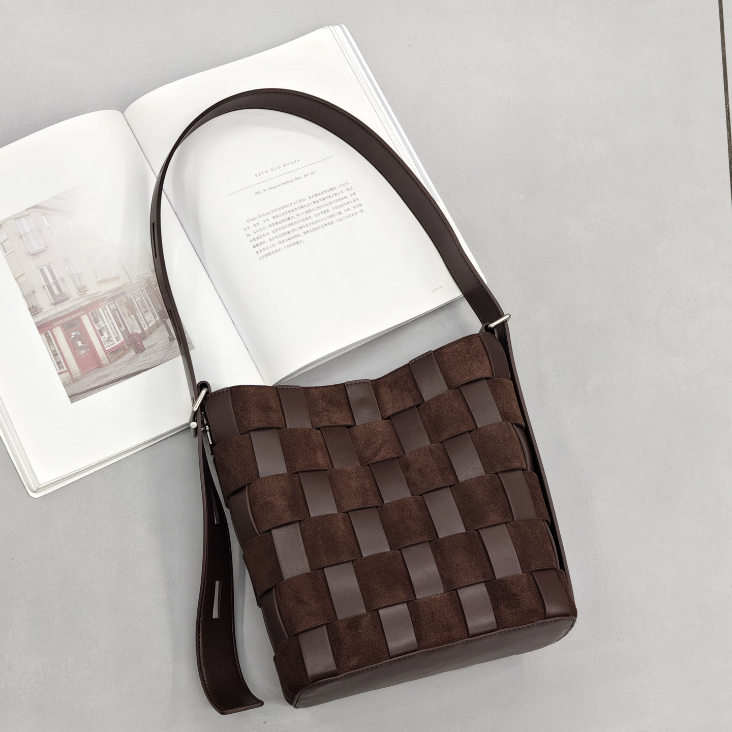 复古休闲纯色麂皮编织极简风通勤