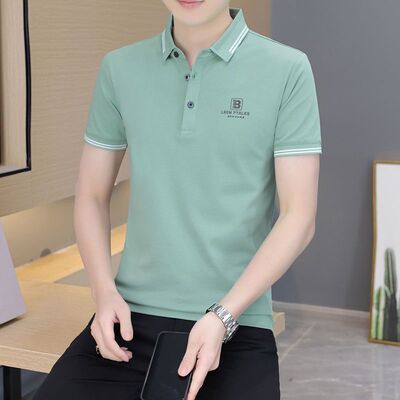 POLO衫珠地棉2024夏季新款男士冰丝短袖T恤有领潮流半袖翻领体恤