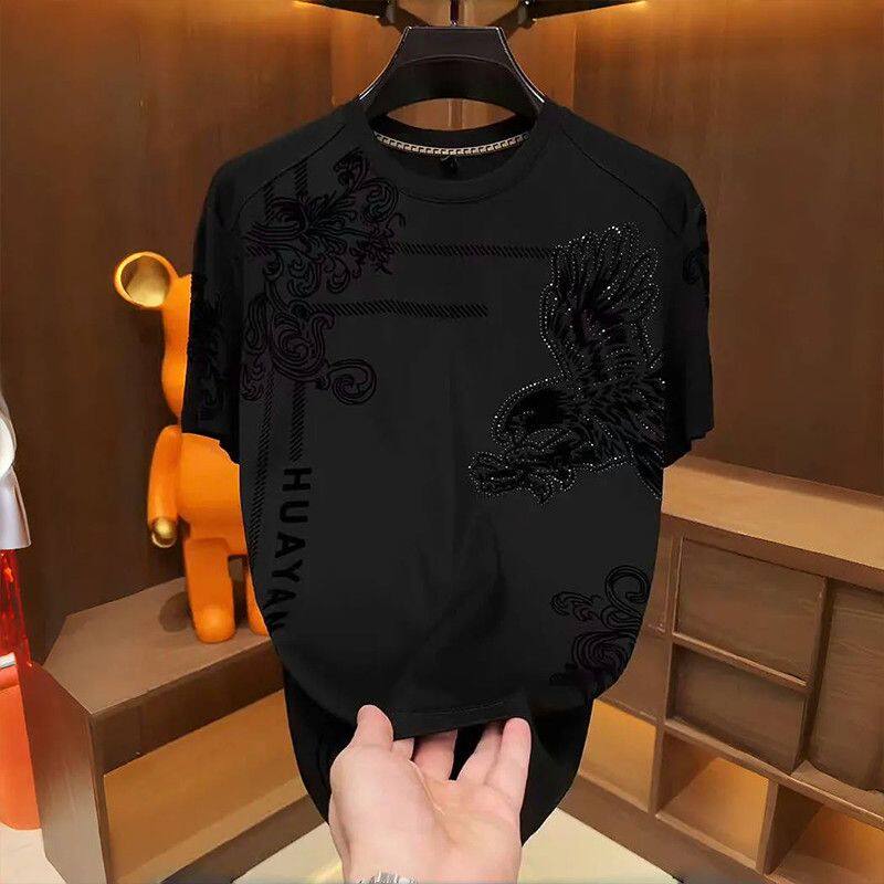 2026春夏韩版新款个性霸气老鹰印花短袖夏季时尚休闲圆领T恤宽松