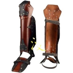 皮质铆钉中世纪腿套男武士PV复古高筒鞋套铆钉护腕套武术影视