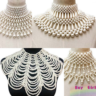 奢华复古感大珍珠项链脖链质感手工珠珠夸张民族风演出宴会珍珠链