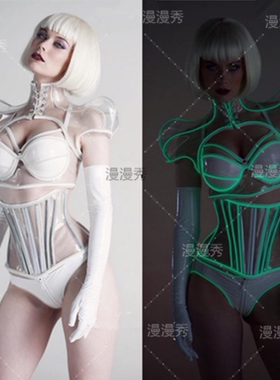 LED发光演出服激光舞搭配服点舞酒吧DS演出gogo舞蹈队透明发光服