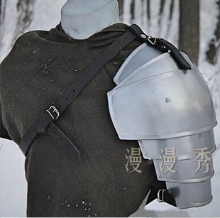 银色多层肩甲复古中世纪男武术肩膀护肩演出服舞台用品