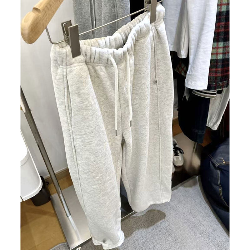 加绒宽松棉卫裤可束脚口舒适百搭显瘦白花灰色直筒裤慵懒风韩版潮,女装/女士精品,休闲裤,淘宝优惠券,粉丝福利购,淘宝优惠卷