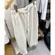 慵懒风韩版 加绒宽松棉卫裤 可束脚口舒适百搭显瘦白花灰色直筒裤 潮
