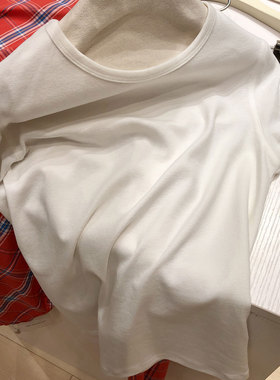 纯色圆领短袖Tt恤女修身显瘦百搭简约上衣白色舒适柔软亲肤韩系新