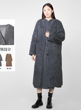 sweetbasil紫淑2025冬装新款正品女休闲时尚V领长袖毛呢外套