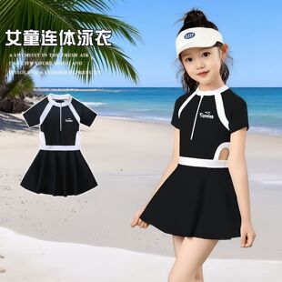 儿童泳衣女孩2025新款 女童中大童游泳衣初中生专业训练泡温泉