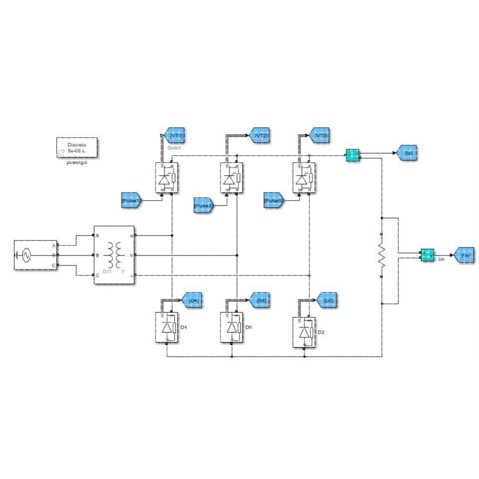 MATLAB/Simulink三相桥式半控整流电路仿真模型