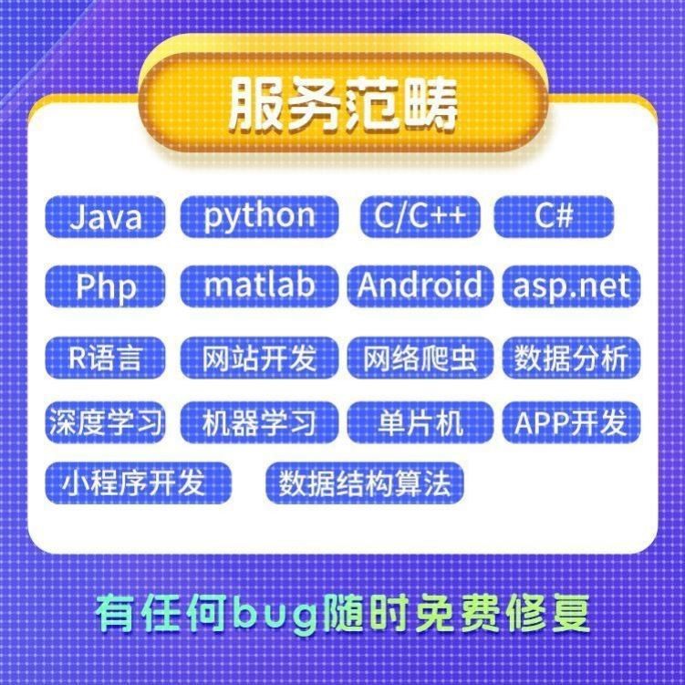 c++python代做java代码编程c语言c#安卓matlab代写php单片机vbqt