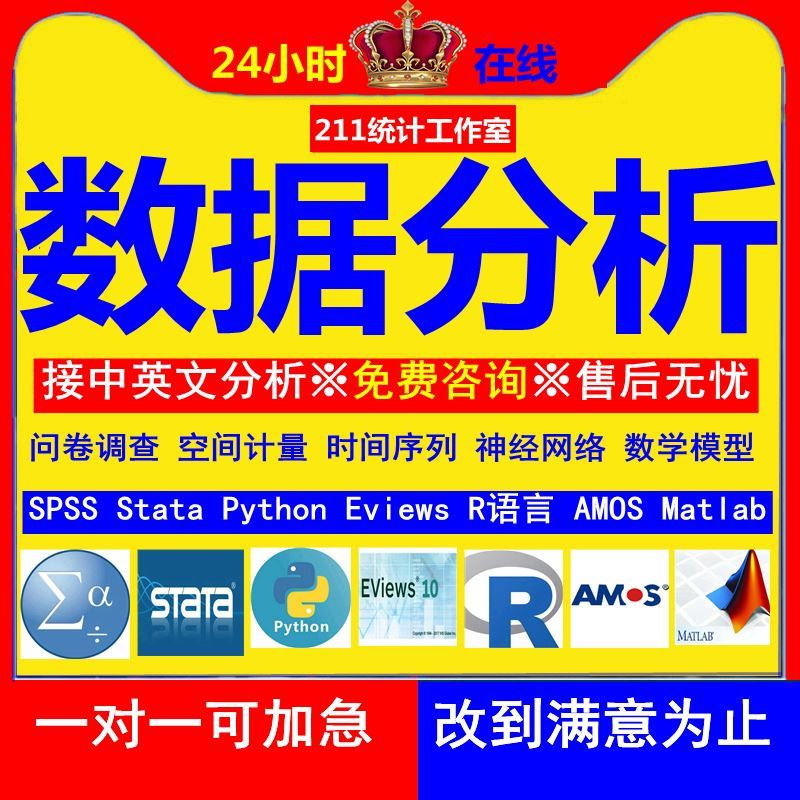 SPSS数据分析服务amos问卷调查eviews实证stata计量meta医学R代做