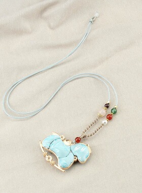 非金属玻璃项链 新中式 小马毛衣链挂绳链60120