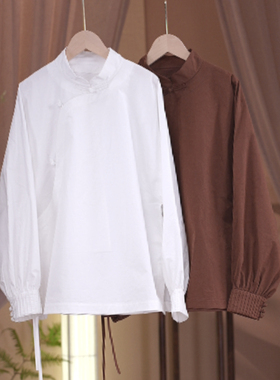 如素慢衣长袖立领盘扣休闲气质上衣60113