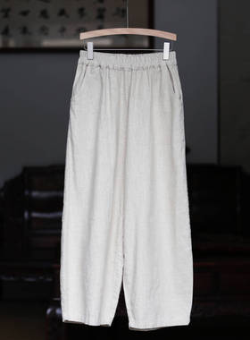 简约苎麻棉休闲裤36208