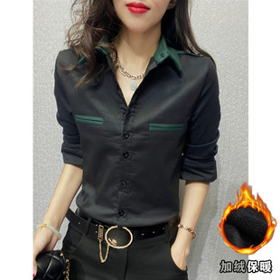 加绒衬衫 显瘦工装 女职业OL秋冬2025新款 修身 上衣百搭 衬衣韩版 时尚