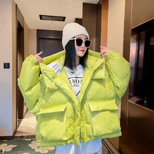 款 2025冬季 彩色棉衣连帽面包服洋气小个子棉袄 羽绒棉服女短款 时尚