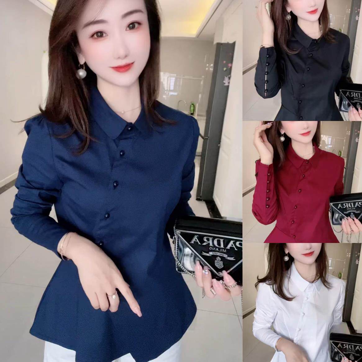 不规则加绒衬衫女早春2026新款职业OL收腰衬衣百搭显瘦上衣打底衫