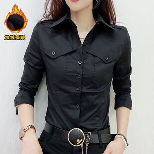 显瘦百搭打底衫 修身 气质职业OL衬衣潮 女2026早春新款 加绒洋气衬衫