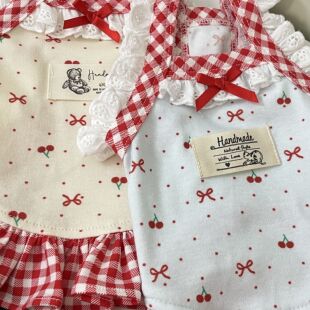 宫囍原创I宠物衣服春夏款樱桃系列猫狗通用棉小马西施比熊
