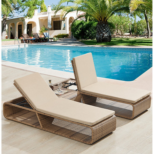 北欧户外藤编室外躺床躺椅沙滩椅